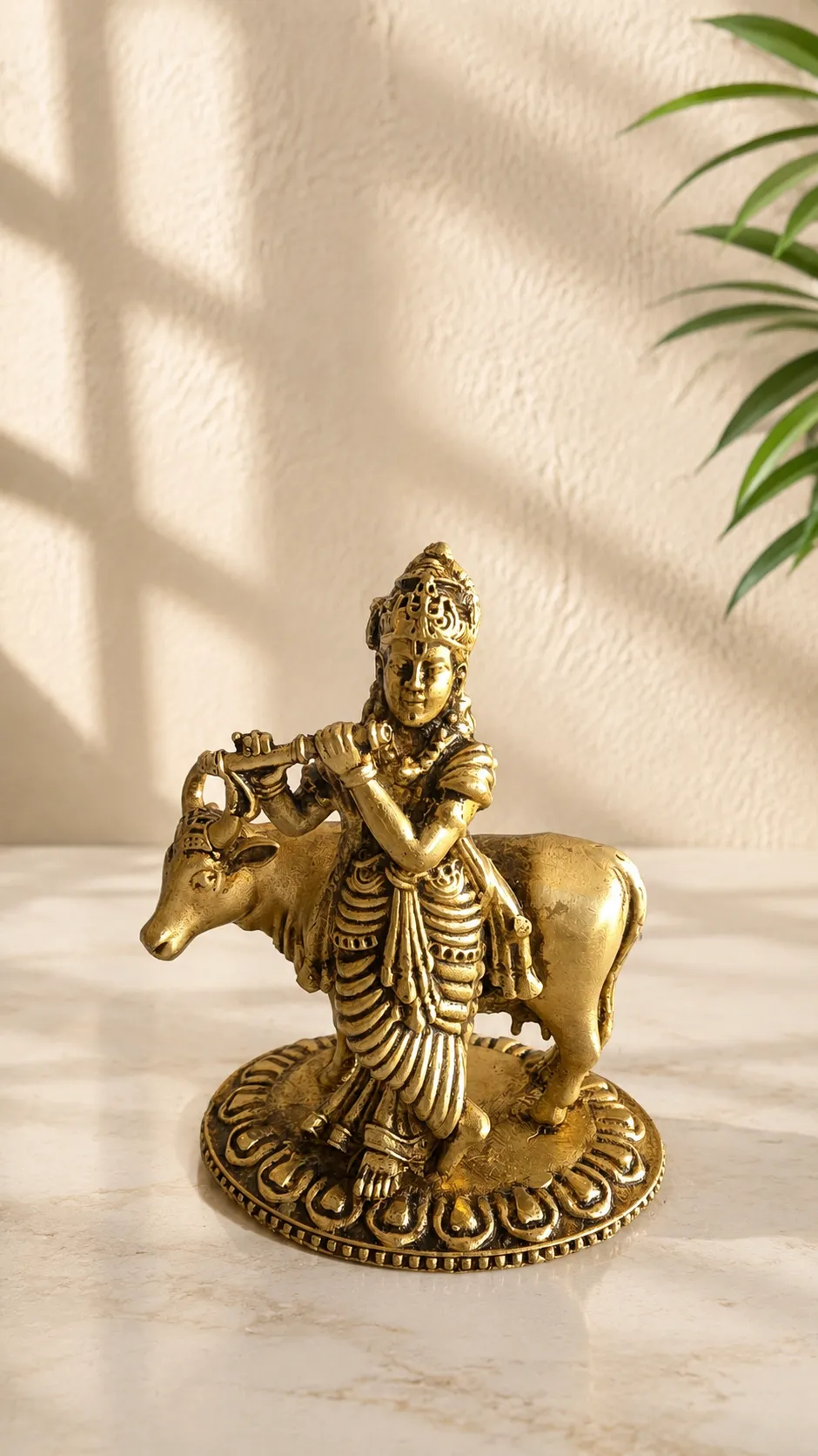 Brass Krishna ji with Flute