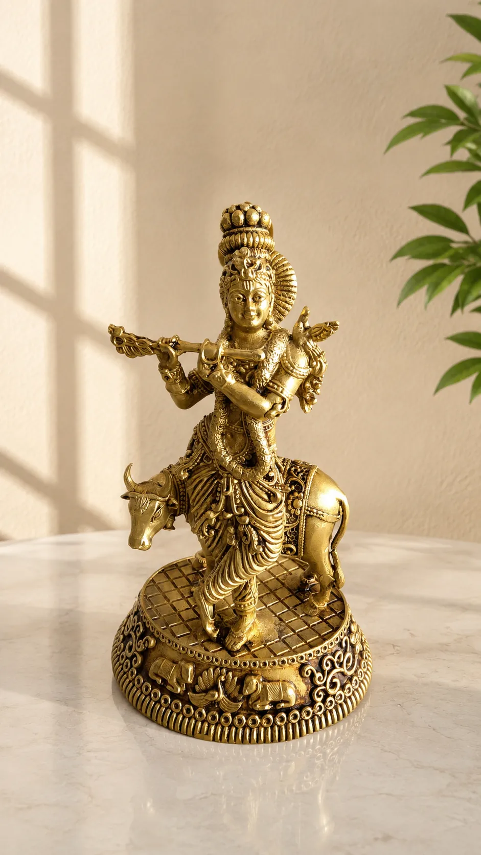 Brass Krishna Ji with Flute