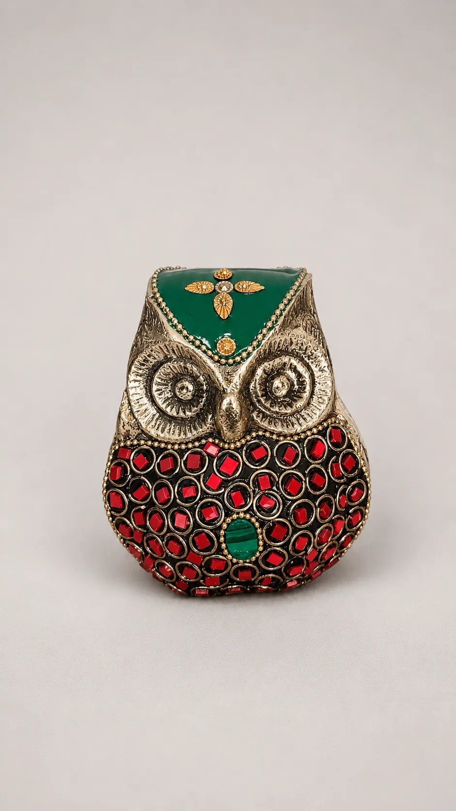 Brass Owl with Colourful Beads