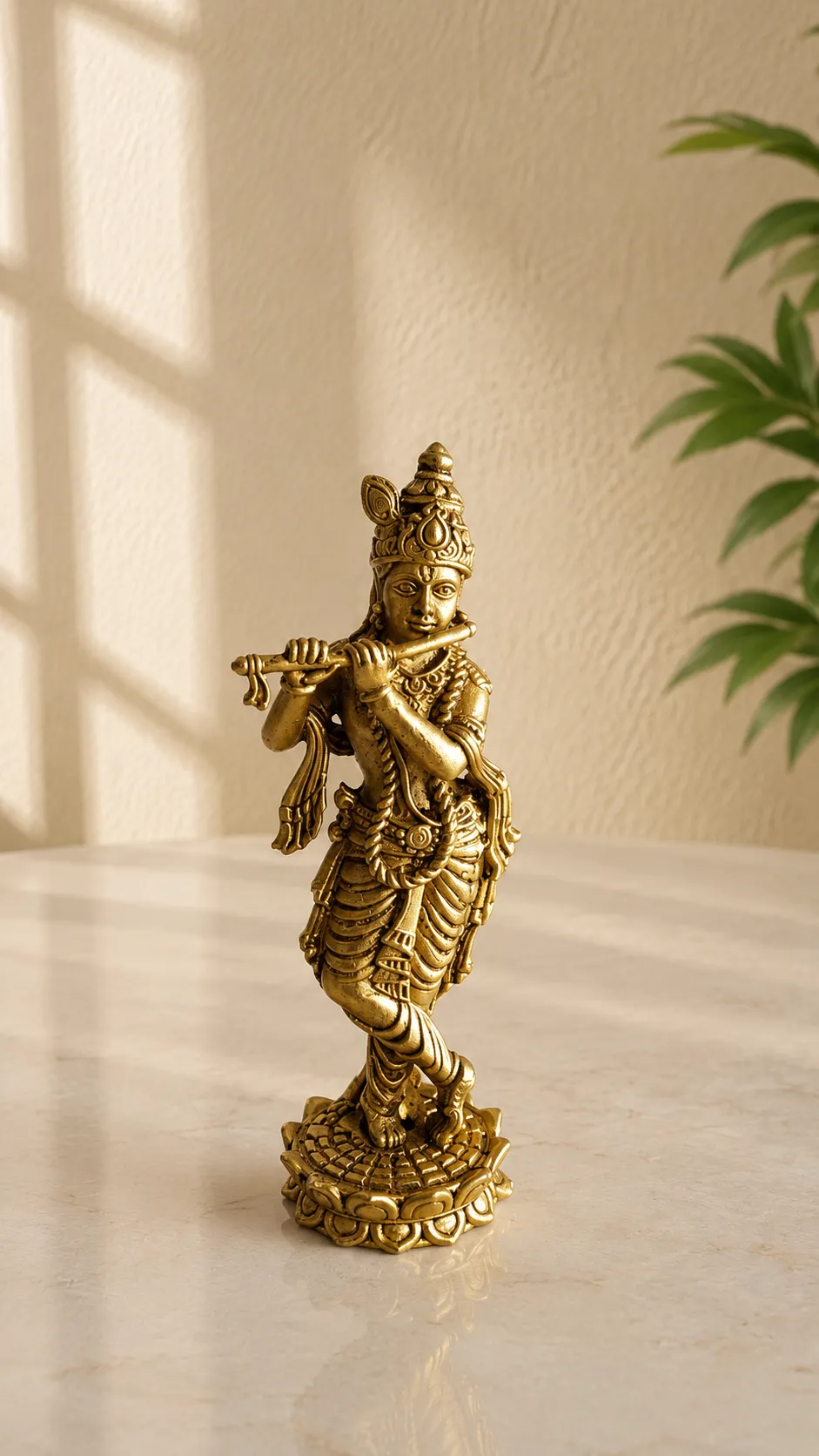 Brass Krishna Ji with Flute