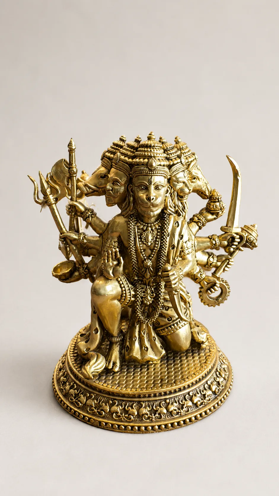 Brass Panchmukhi Hanuman Ji Idol