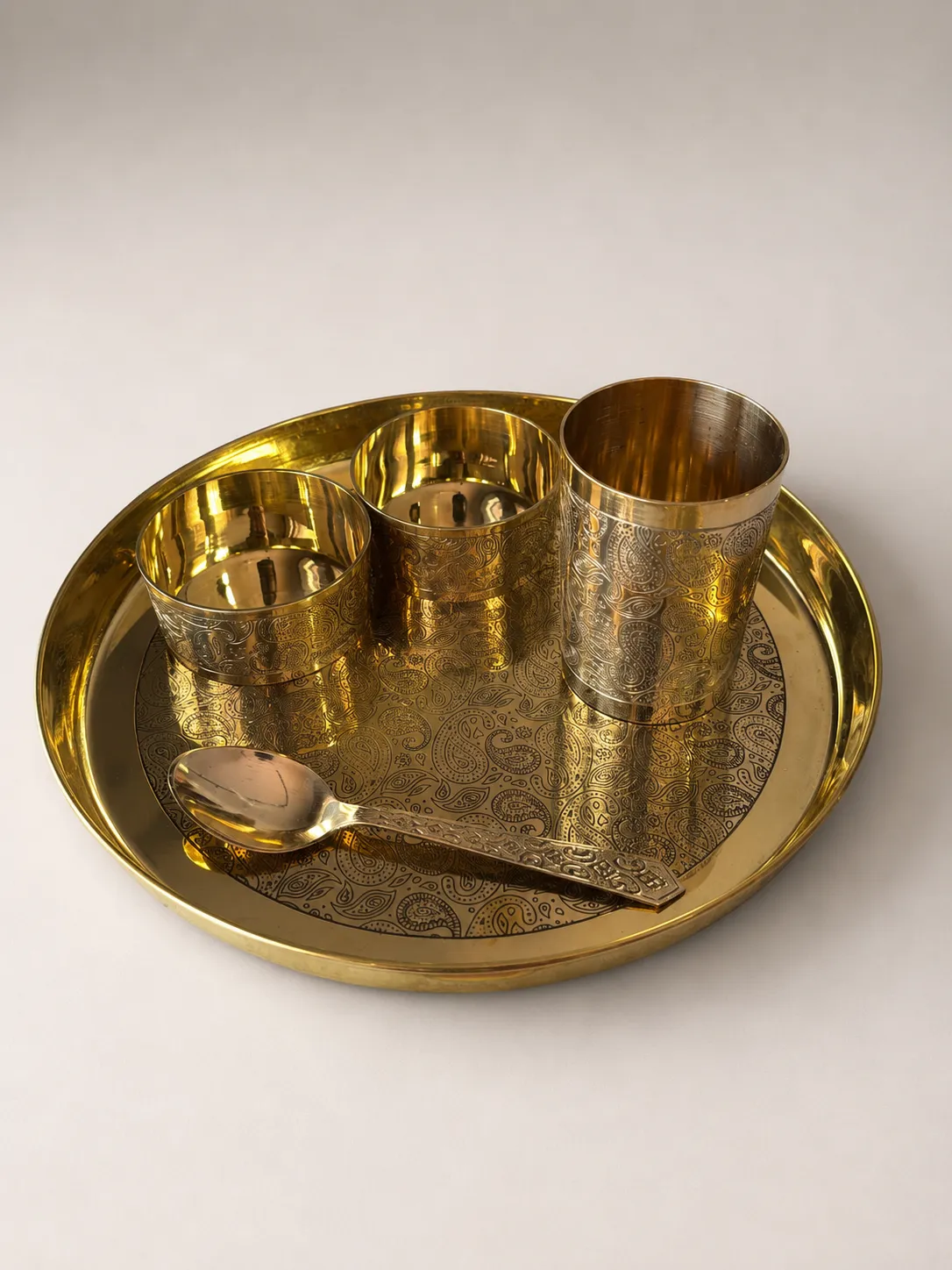 Brass Designer Dinner Set (5 Pieces) – Shine Finish