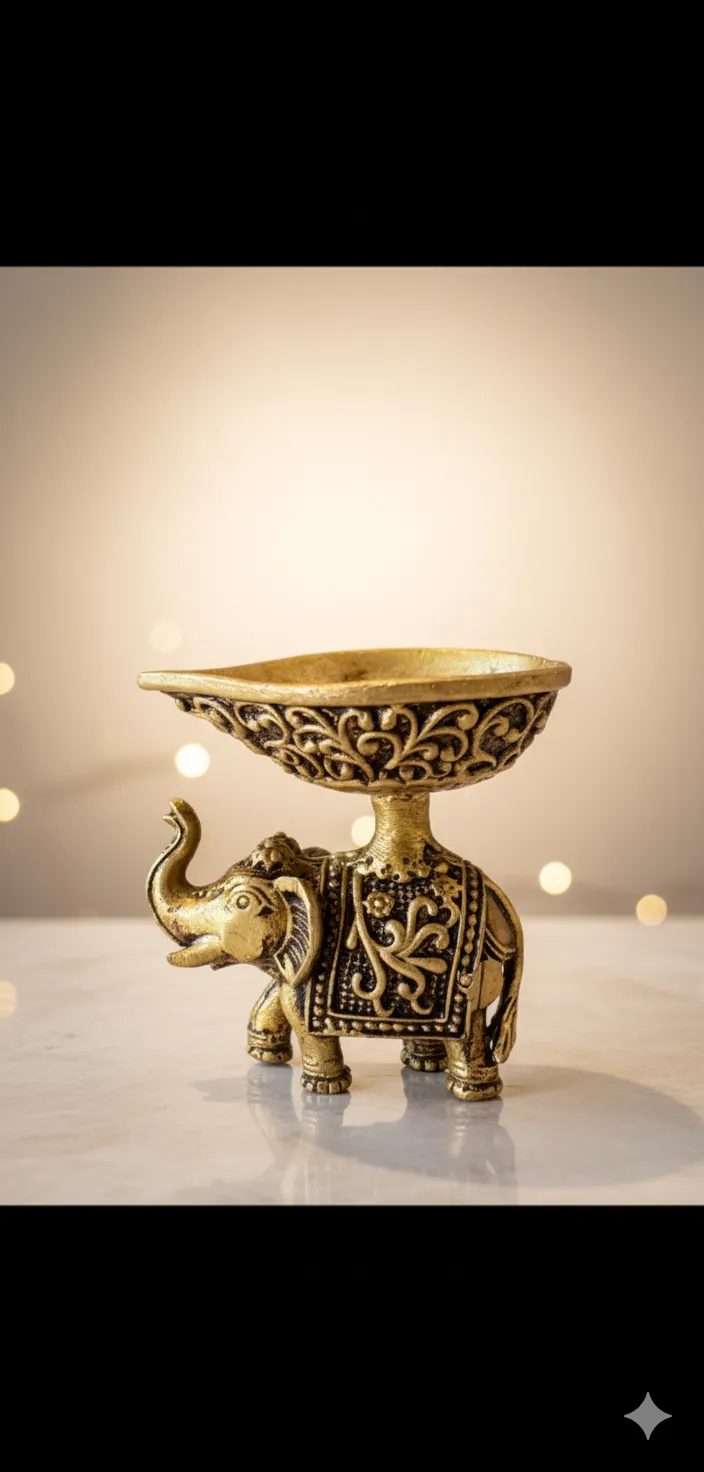 Brass Elephant Diya