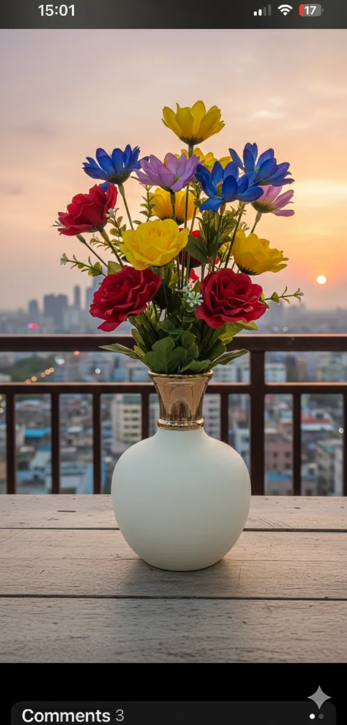 Metal flower vase