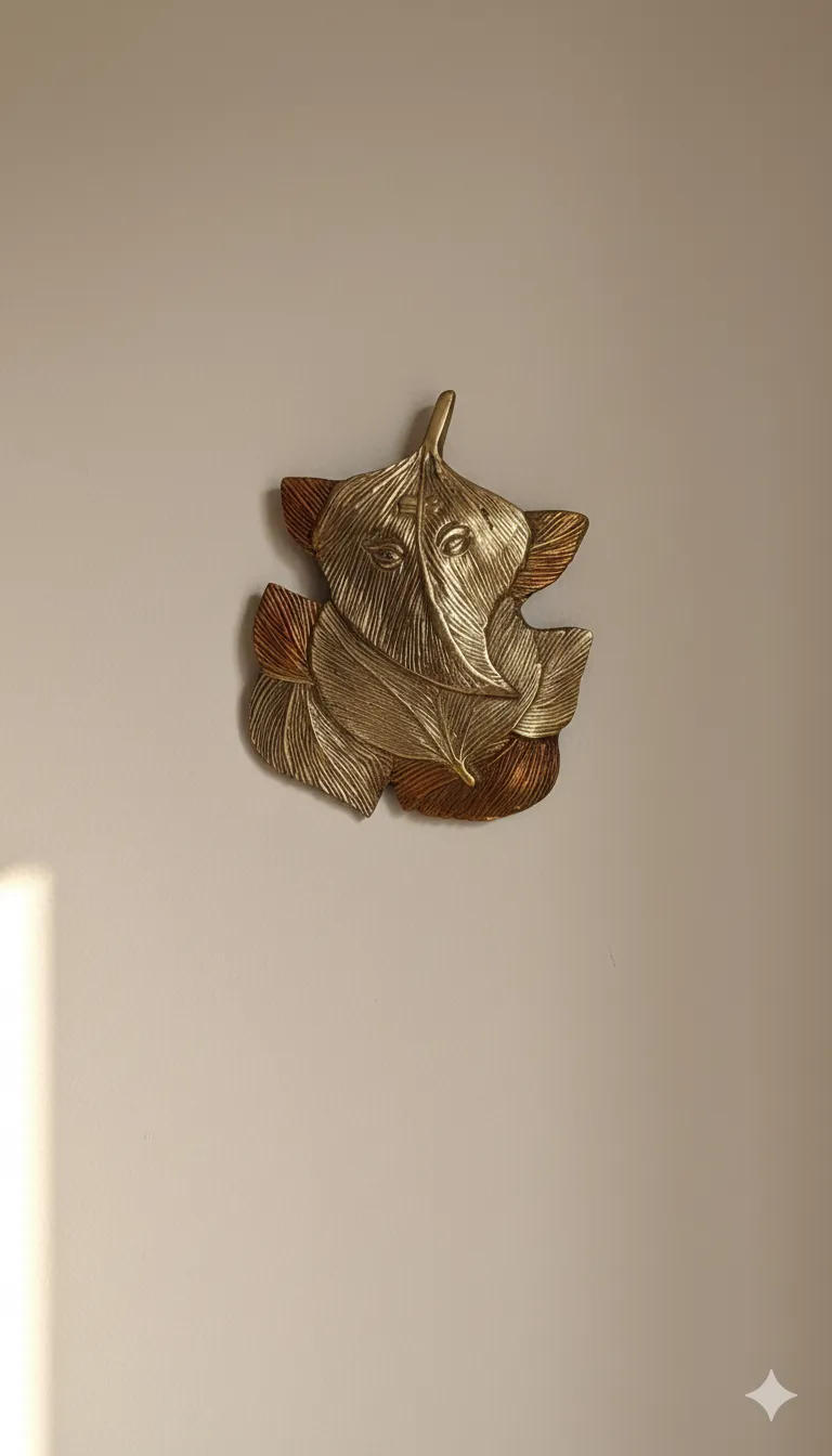 Brass Ganesha in Leaf Design 