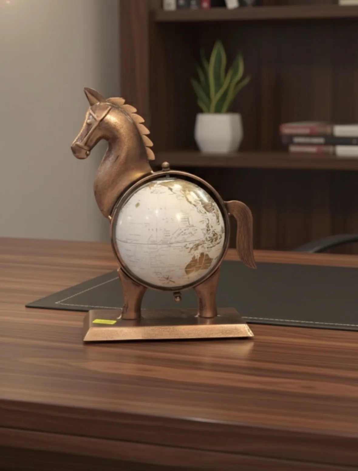 Metal Plated Horse Globe