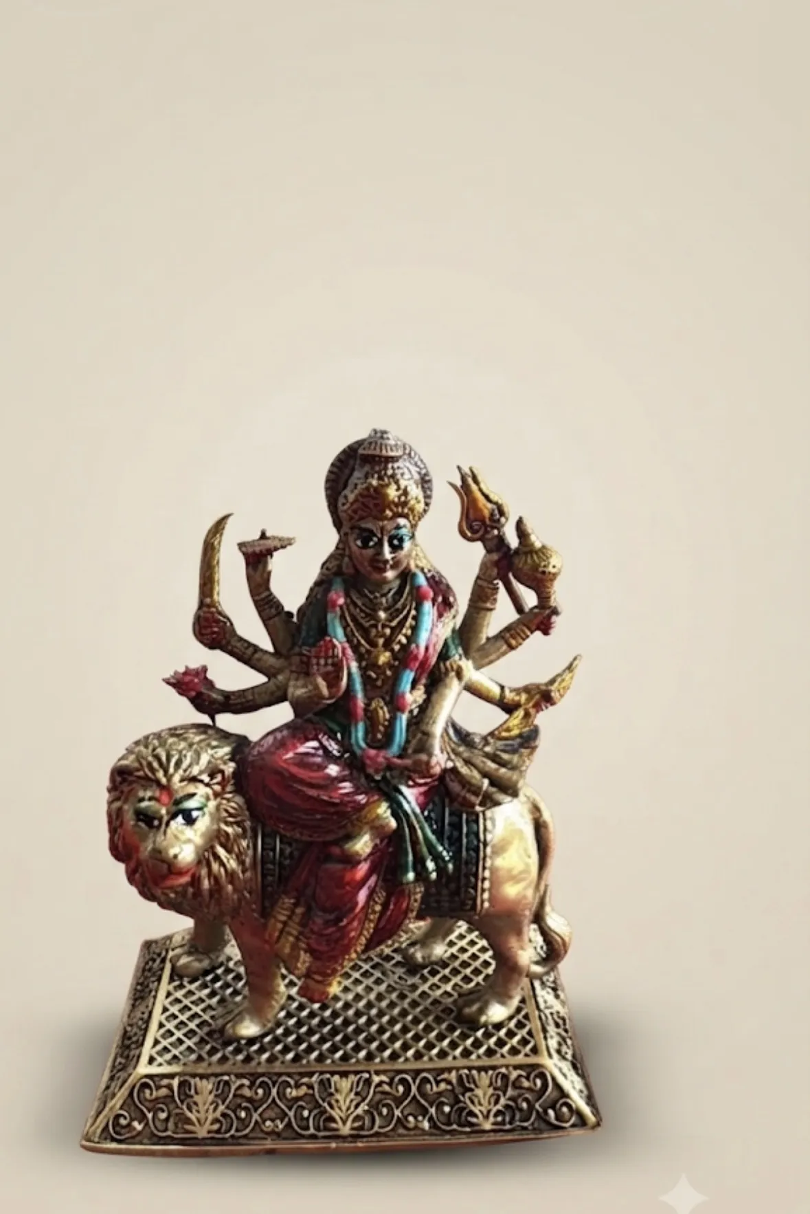Brass Mata Rani Painted Murti