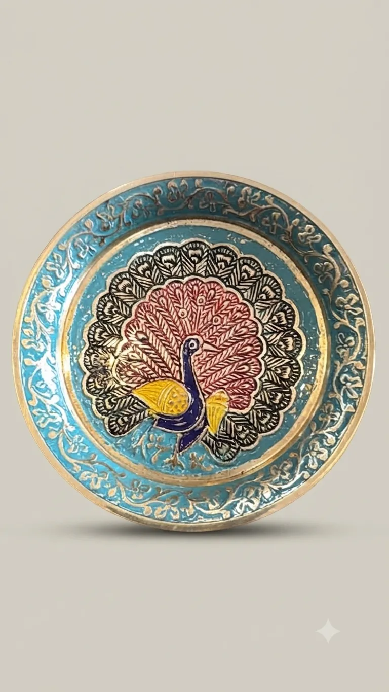 Brass Meenakari Decorative Plate