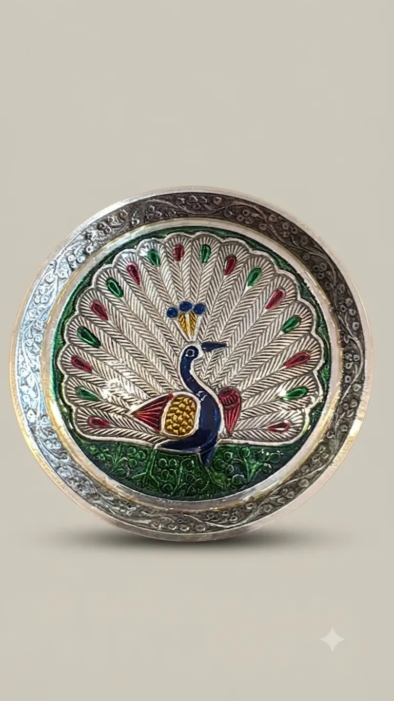 Brass Meenakari Decorative Plate