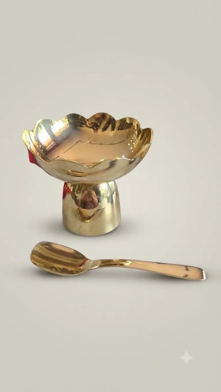 Brass Dessert Serving Bowl with Spoon